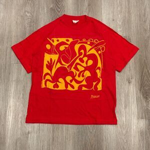 RARE Vintage Pablo Picasso Shirt Mens Size Medium Red 90s Art Abstract